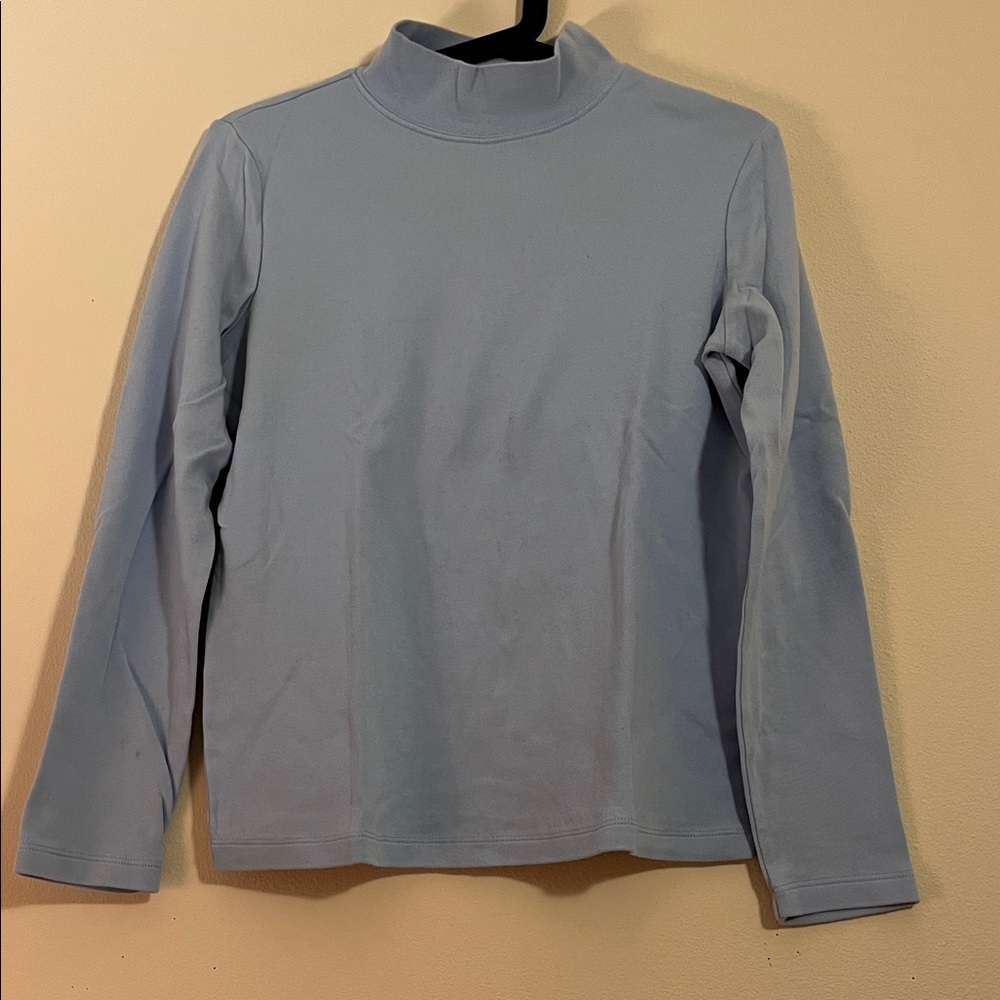 Karen Scott Light Blue. High neckline Top